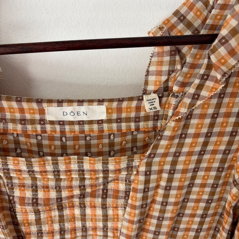 Doen Elodie Dress in Orange Maringue Plaid - Picture 2 of 7